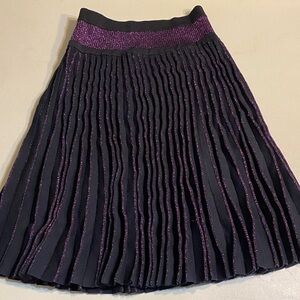 Black Pleated Skirt with Purple Metallic Accents